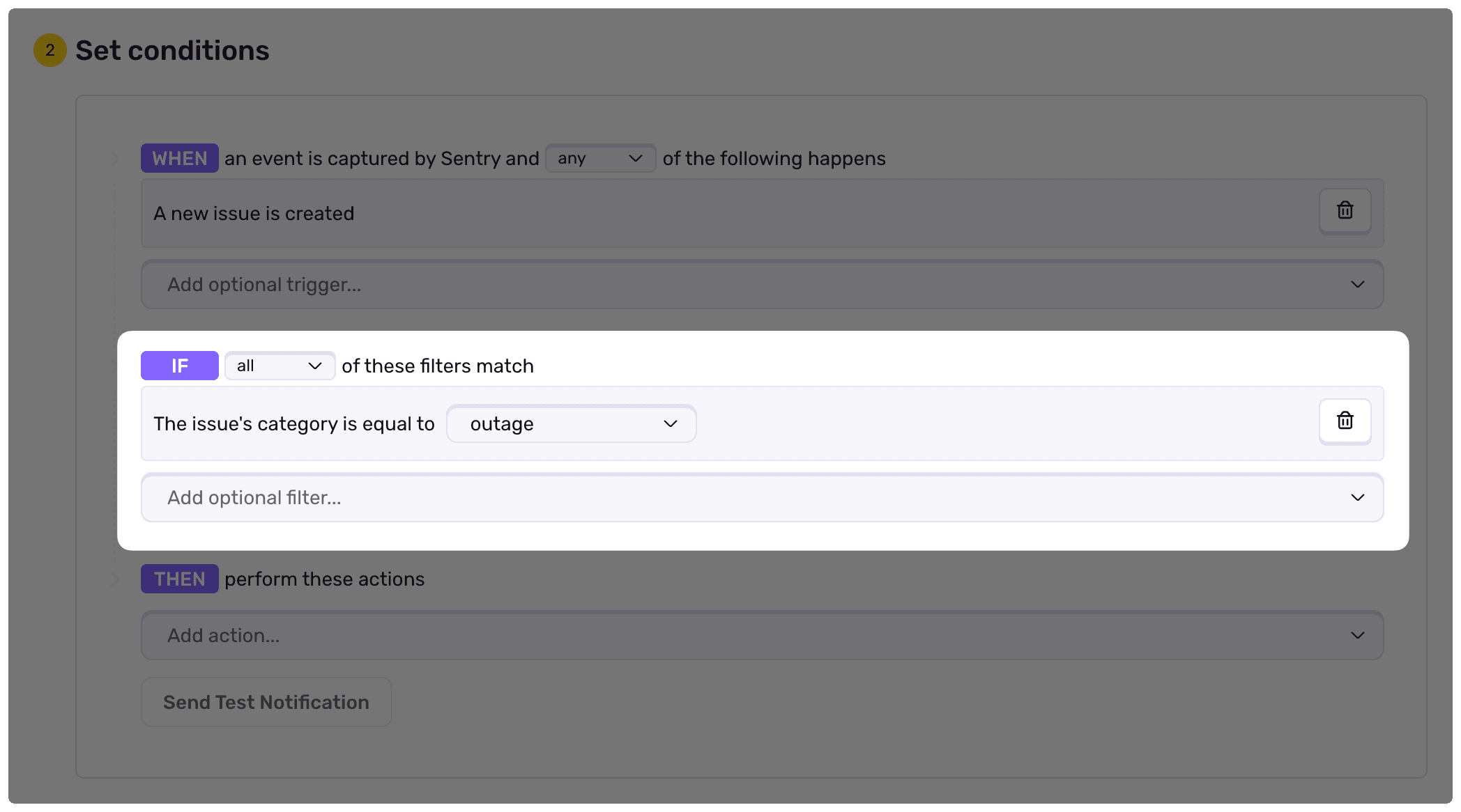 Uptime issue alert rule configuration